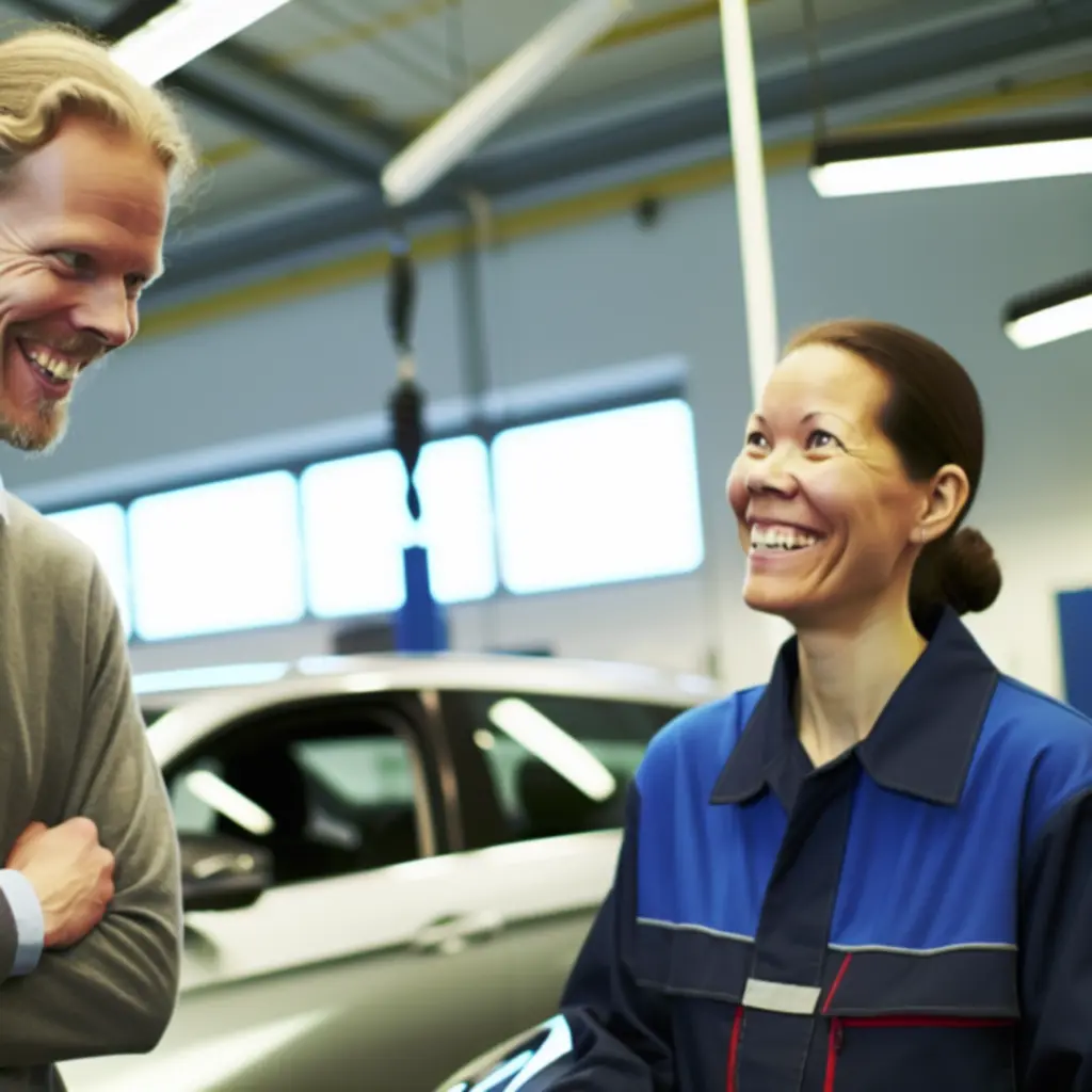 Asiakas vastaanottaa autonsa Fix Wheel Suomi -huollosta