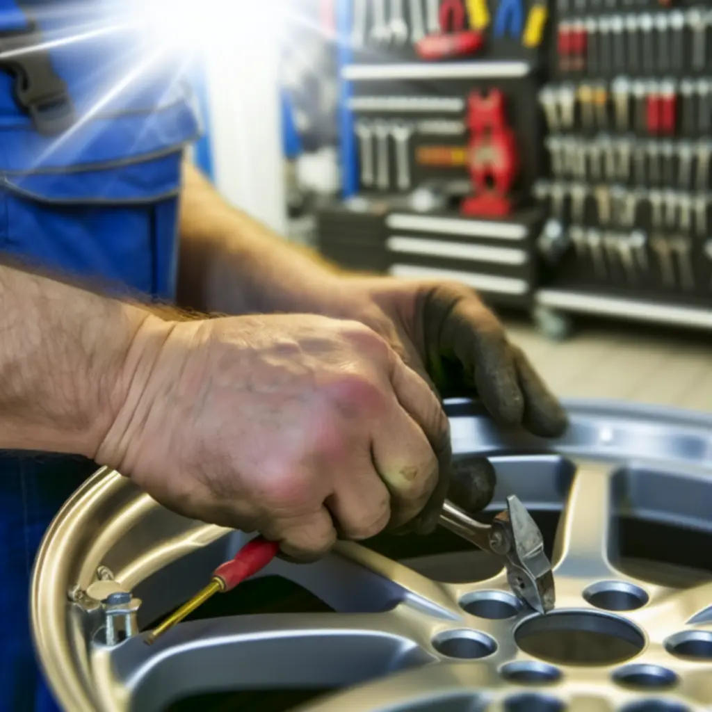 Vannekorjauksen lähikuva modernilla korjaamolla